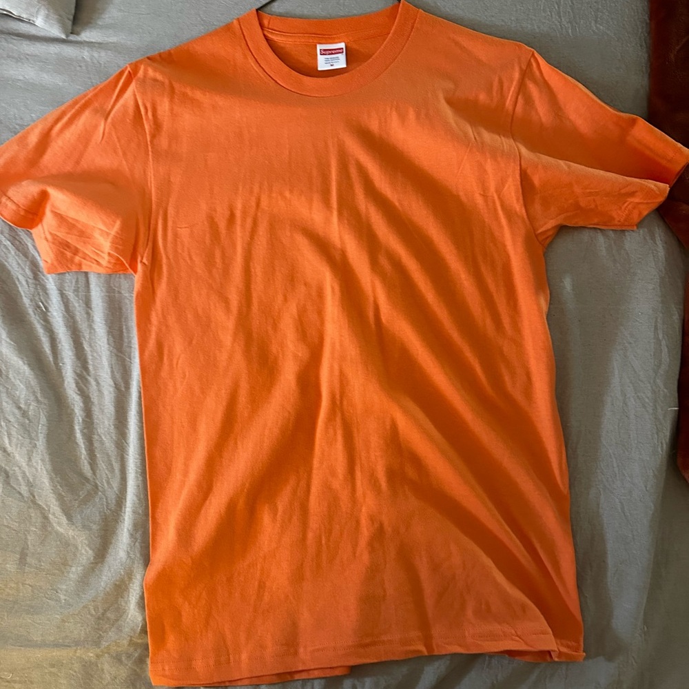 supreme orange crewneck tee shirt size medium